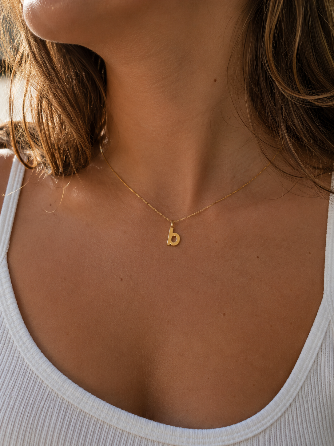 Alphabet Pendant 24K gold vermeil letter B