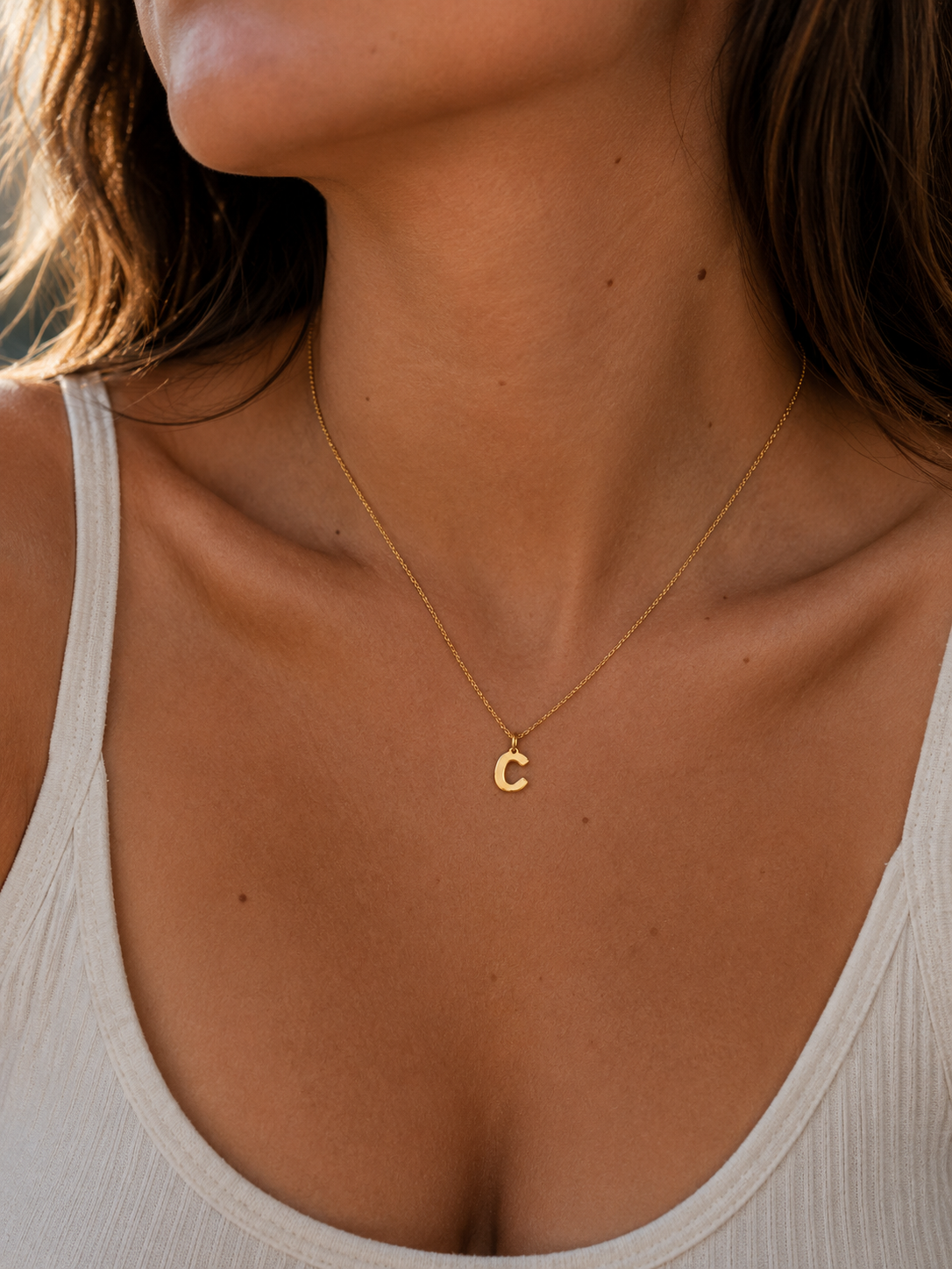 Alphabet Pendant 24K gold vermeil letter C