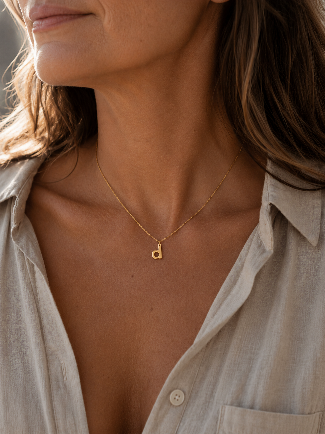 Alphabet Pendant 24K gold vermeil letter D