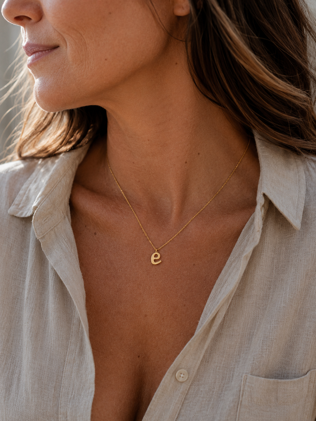 Alphabet Pendant 24K gold vermeil letter E