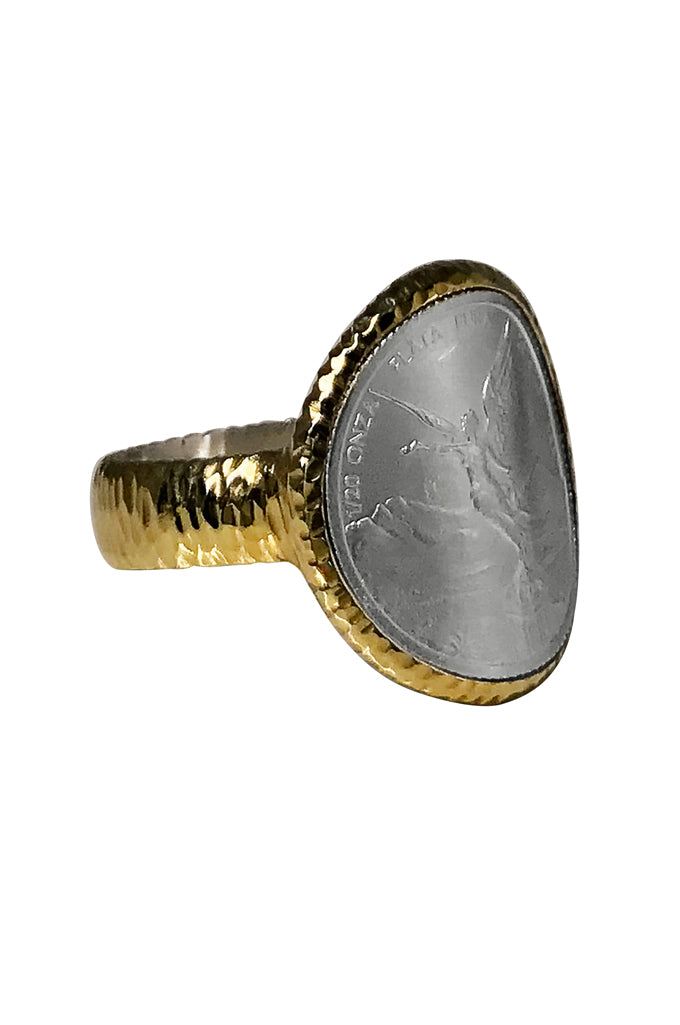 Angel of Independence Coin Ring Gold