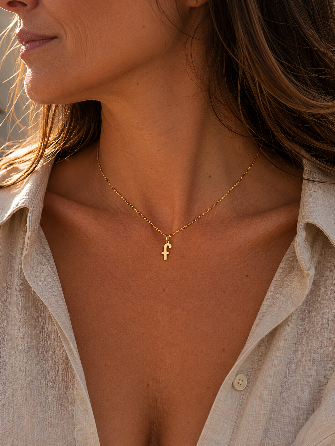 Alphabet Pendant 24K gold vermeil letter F