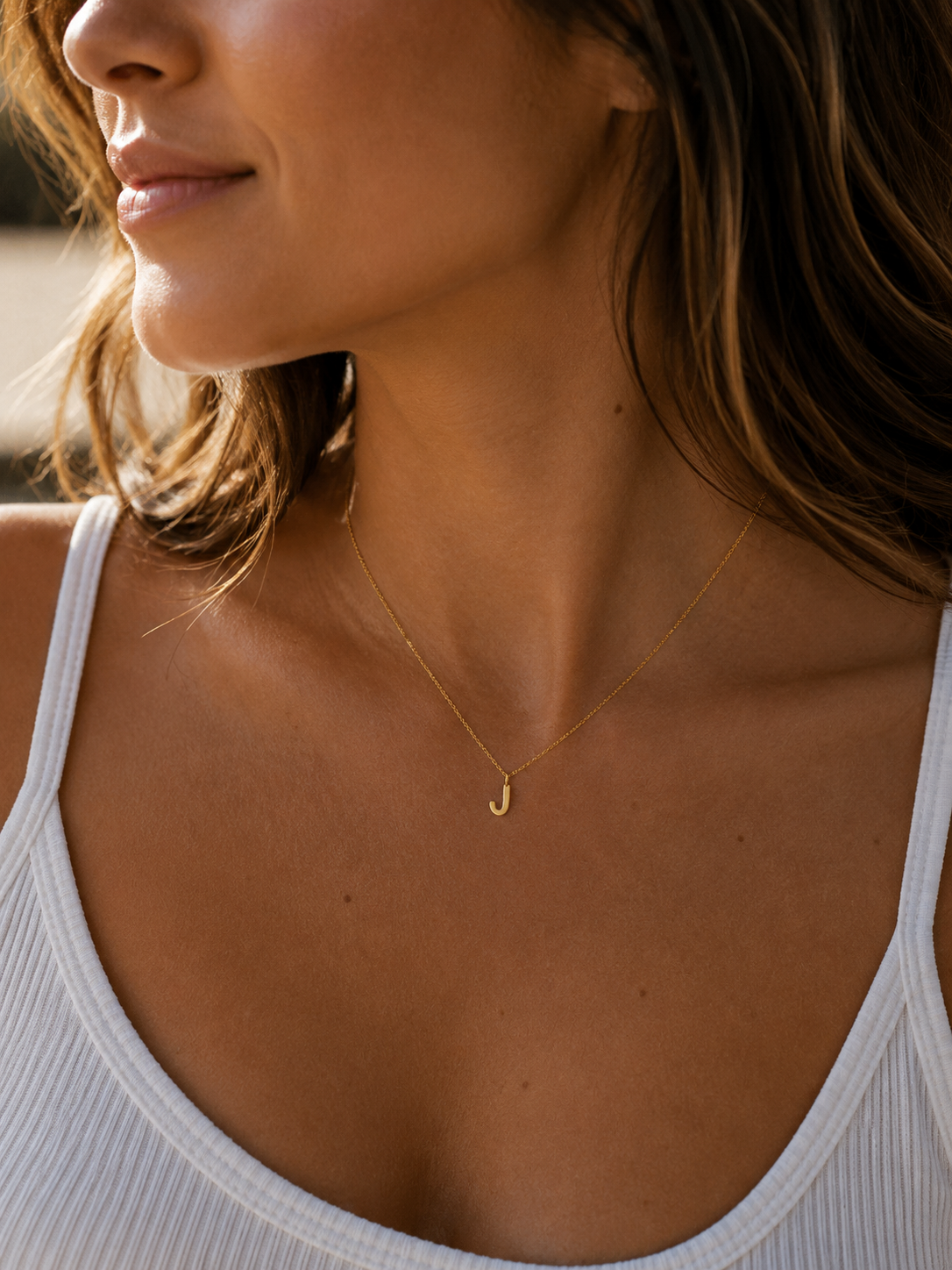 Alphabet Pendant 24K gold vermeil letter J