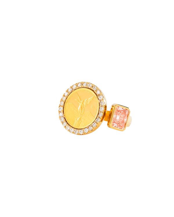 Angel of Independence Emeral Pink Diamond Cocktail Ring
