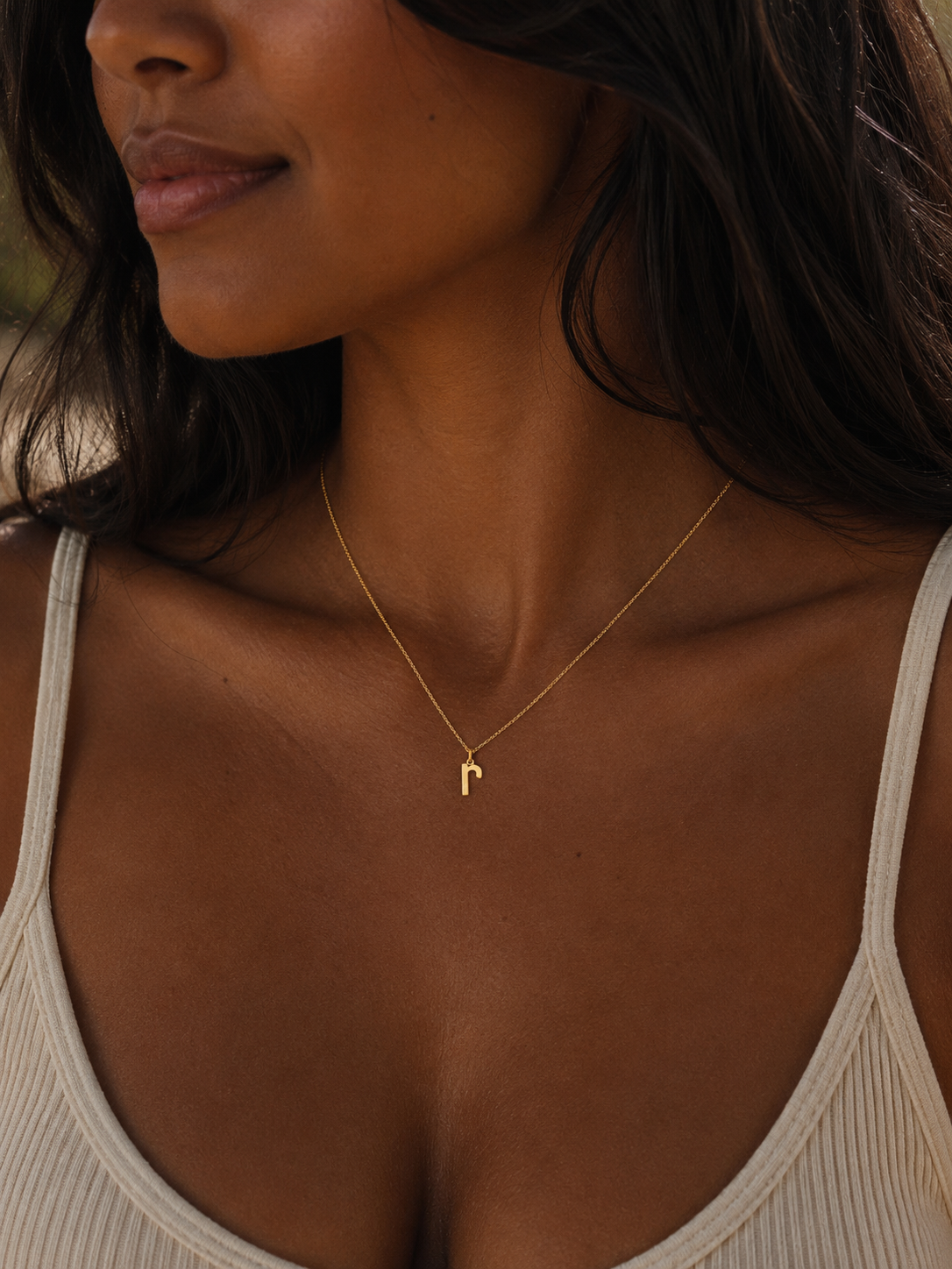 Alphabet Pendant 24K gold vermeil letter R