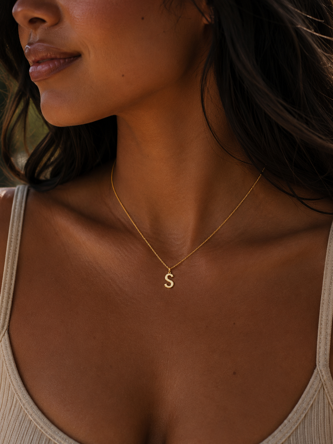 Alphabet Pendant 24K gold vermeil letter S