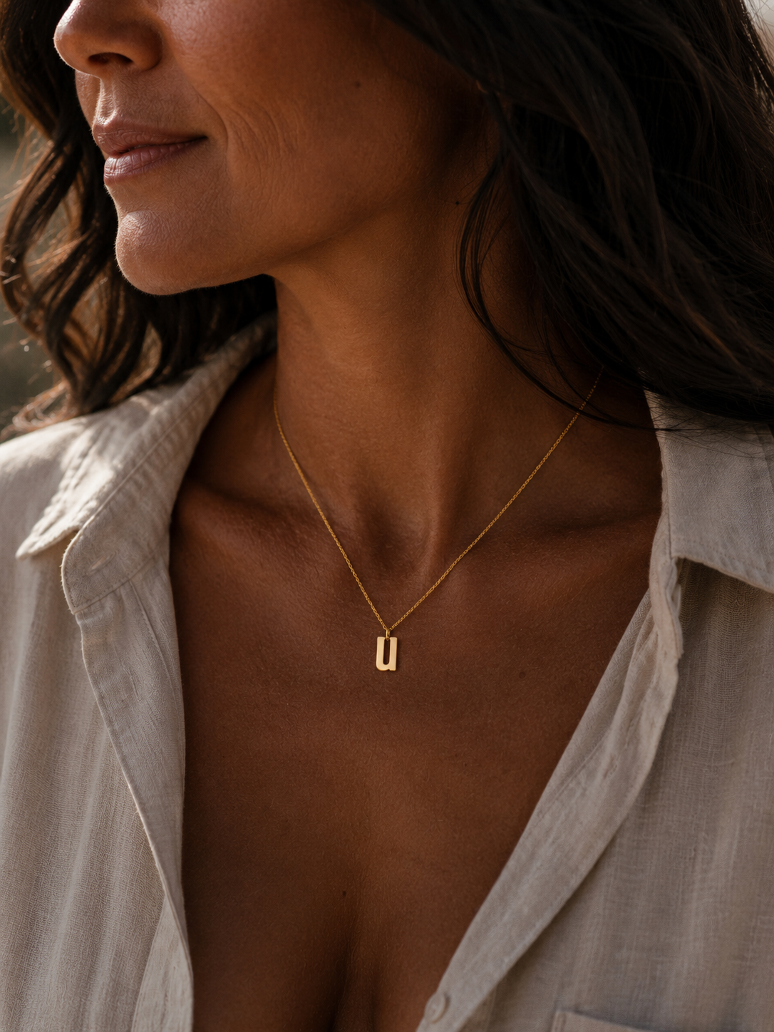 Alphabet Pendant 24K gold vermeil letter U