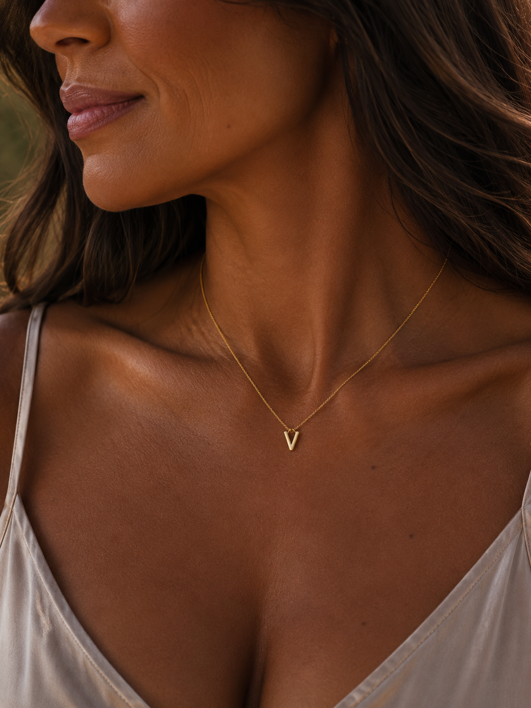 Alphabet Pendant 24K gold vermeil letter V