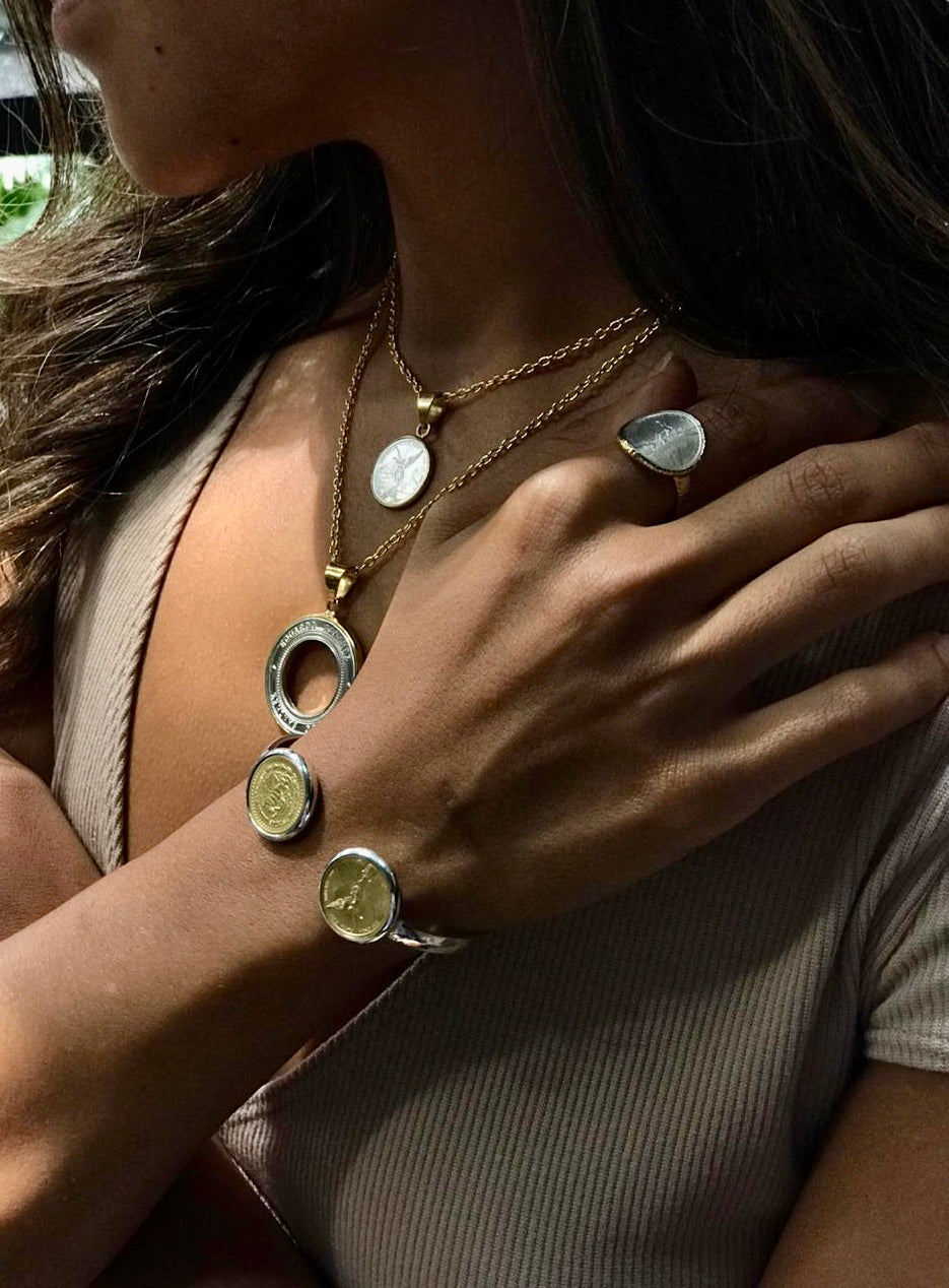 Angel of Independence Coin Ring Gold