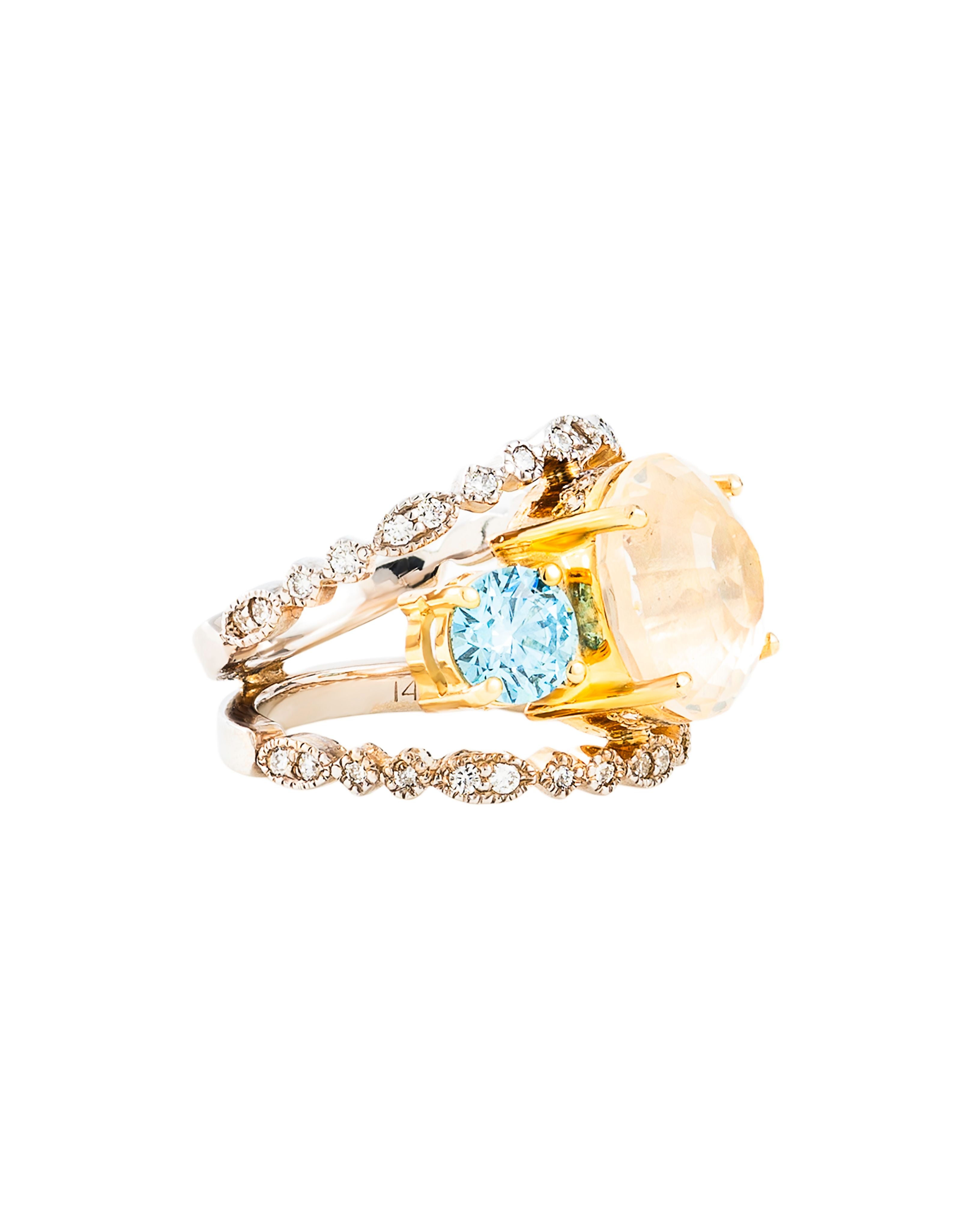 Fire Opal & Blue Diamond Statement Ring