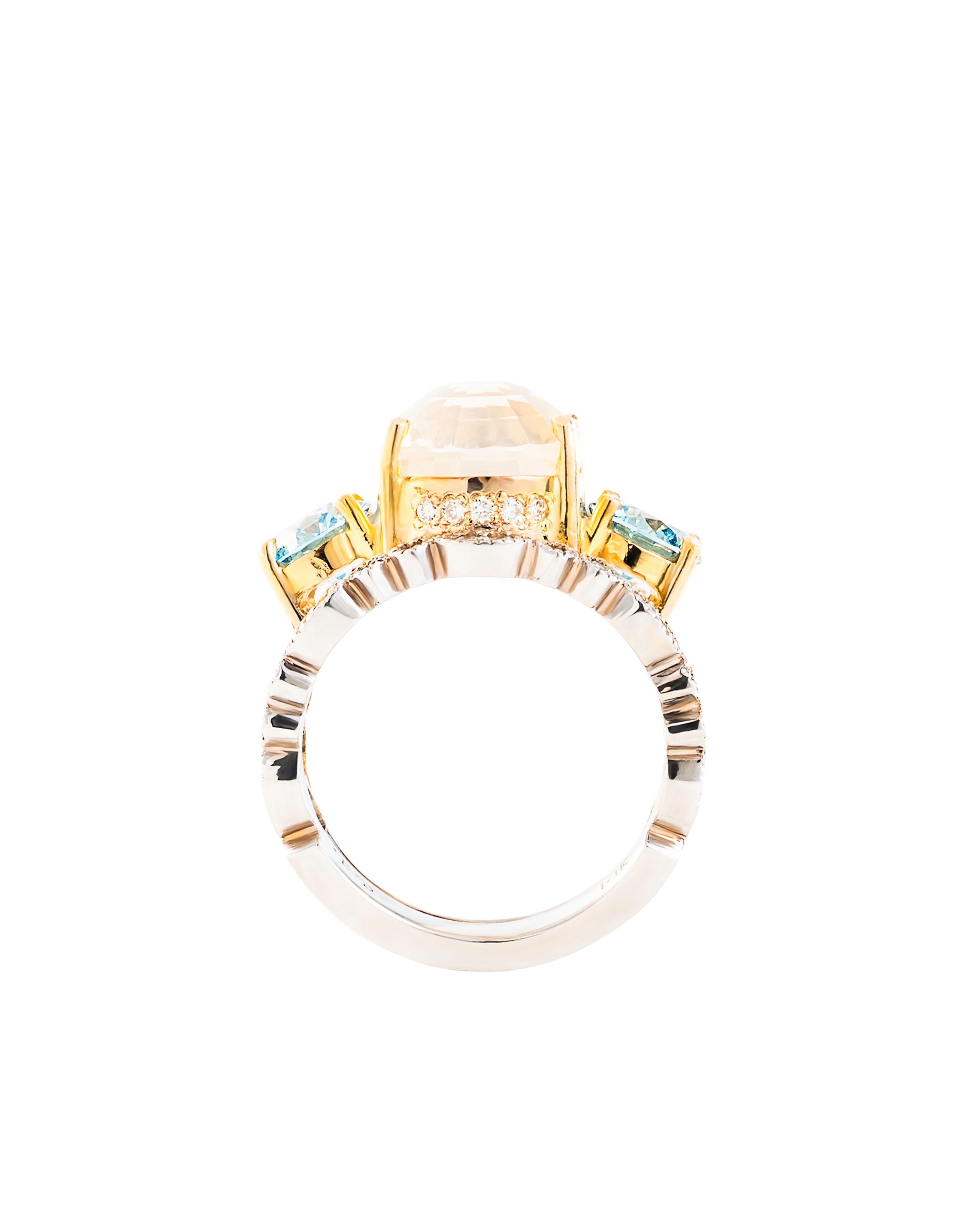 Fire Opal & Blue Diamond Statement Ring